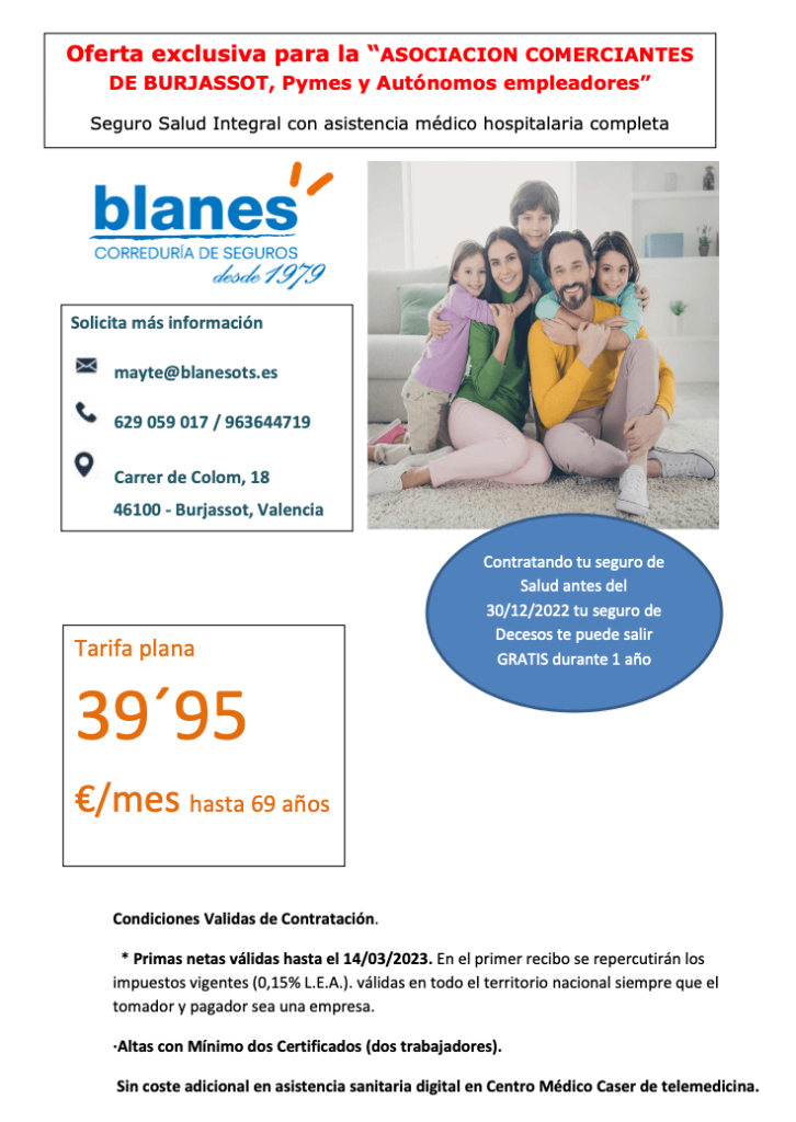 Imagen de campaña del Seguro de Salud Integral para pymes y autónomos en Burjassot